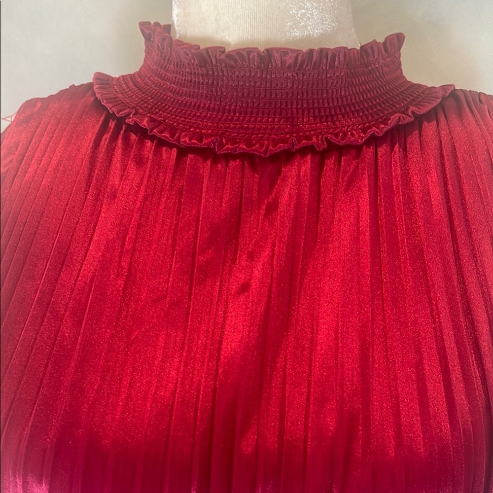 Nanette Lepore Red Pleated Ruched Sheath Dress - Picture 9 of 13